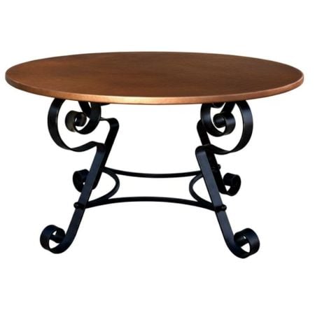 Handcrafted Copper Accent Table With Black Metal Base